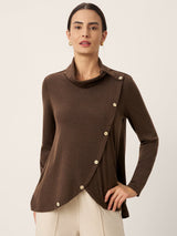 Wool Asymmetric Hem Long Sleeve Top CHARITY