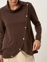 Wool Asymmetric Hem Long Sleeve Top CHARITY