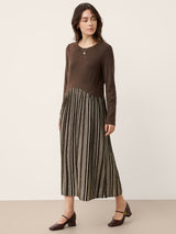 Wool Cotton Panel Crescent Waist Maxi Dress CORALINE