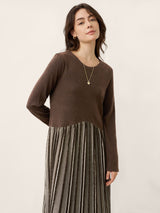 Wool Cotton Panel Crescent Waist Maxi Dress CORALINE