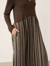 Wool Cotton Panel Crescent Waist Maxi Dress CORALINE