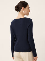 Merino Wool Knot Detail Asymmetric Cutout Top QUINNLEY