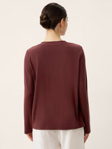 Wool Lyocell Twisted Neck Pullover Top NERISSA