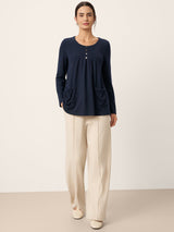 Wool Pleated Front Long Sleeve Top IVA