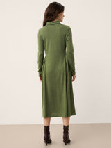 Wool Sculpted Pleats Turtleneck Maxi Dress BRIAR