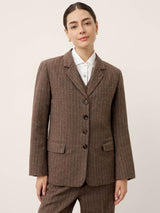 Wool Striped Notched Lapel Suit Blazer DAPHNE