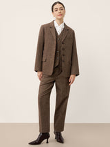 Wool Striped Notched Lapel Suit Blazer DAPHNE