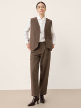 Wool Striped Tapered Tailored Trousers CASSIOPEIA