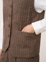 Wool Striped V-Neck Button-Detail Vest ELUNED