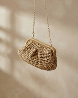 Woven Straw Crossbody Bag with Chain Strap