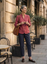 Linen Tailored Straight Cropped Pants LOGAN