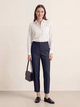Linen Tailored Straight Cropped Pants LOGAN